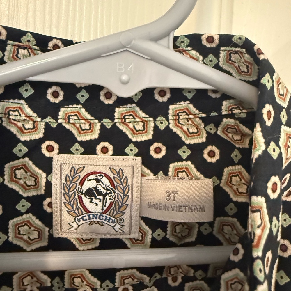 Cinch Kids Black and White Patterned Button Down Shirt - Picture 3 of 3